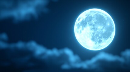 Fototapeta premium Anime-Style Full Moon Clouds Animation, captivating loopable backdrop featuring a luminous full moon surrounded by ethereal clouds, enhancing any visual project with its enchanting charm.