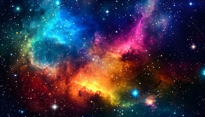 Naklejka premium An abstract illustration of a vibrant multicolored night sky
