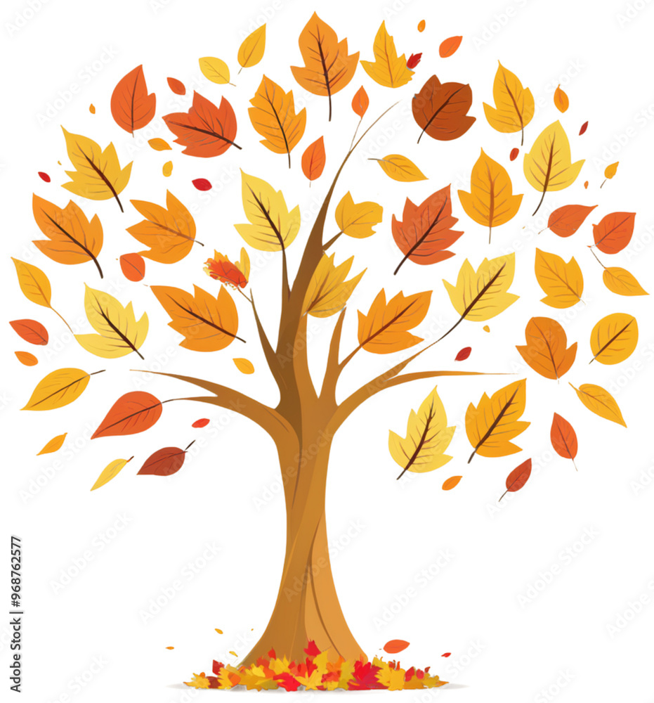 Wall mural a tree with autumn leaves