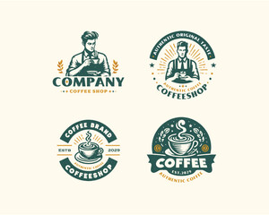 Fototapeta premium Set vintage Coffee logo template for food and beverages business