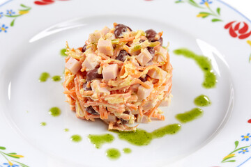 hot salad with carrot and cheese