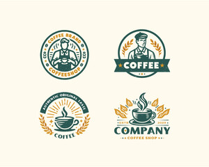 Set vintage Coffee logo template for food and beverages business