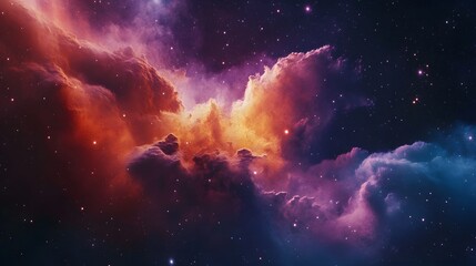Obraz premium Swirling cloud of particles forming a colorful nebula in space