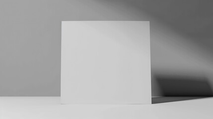 Minimalistic White Square on Grey Background. A simple, clean white square stands against a grey backdrop, showcasing minimalism and subtle contrast in design.