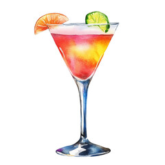 A vibrant watercolor illustration of a refreshing cocktail