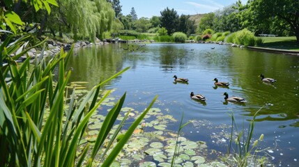 Ponds: Serene, fish-stocked water features surrounded by reeds and lilies. Ducks and other waterfowl often visit, enhancing the tranquility of the natural setting.
