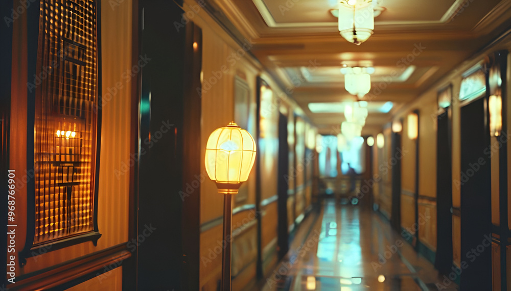 Poster corridor-hotel-indoors-hallway-lamp