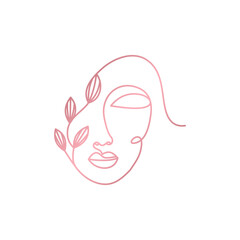 Woman face logo design vector illustration. Woman face suitable for beauty and cosmetic company logos.