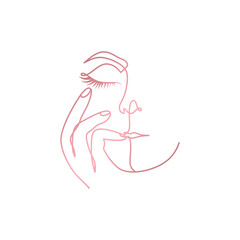 Woman face logo design vector illustration. Woman face suitable for beauty and cosmetic company logos.