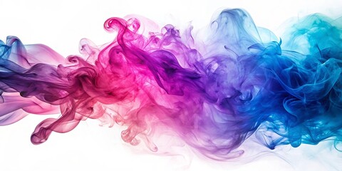 Colorful pink, blue, and violet smoke swirling in a dynamic pattern