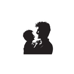 Father and son silhouette. Father and son lovely time. Father and son vector design black and white.