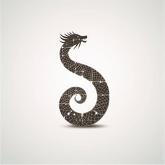 Fototapeta premium Dragon Silhouette with a Spiral Tail