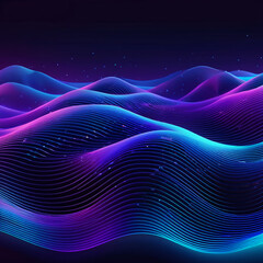 made with AI Modern brilliant colors fluttering with moving dots and lines. Abstract digital background. Big data connection concept. Futuristic technology background.with blue and purple colors