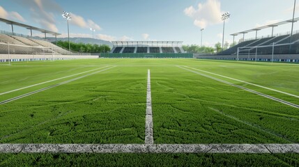 Sports Fields: Spacious grass areas marked for soccer, baseball, or other sports. Typically include bleachers for spectator viewing and ample playing space.
