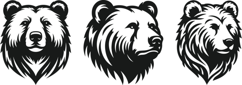 bear head silhouette design vector art illustration