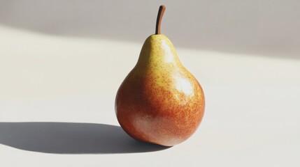 A Single Ripe Red Pear on a White Surface