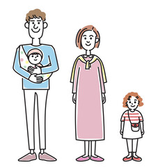 赤ちゃんを抱っこするおしゃれな若い夫婦と女の子