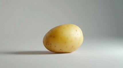 A Single Yellow Potato on a White Surface