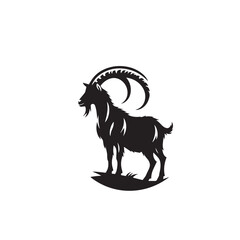 Goat silhouette. Goat logo, icon. Goat vector design black and white.