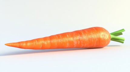 A Single Orange Carrot with Green Tops
