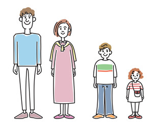 おしゃれな若い夫婦と子供たちと子犬
