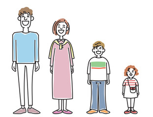 おしゃれな若い夫婦と子供たちと子犬
