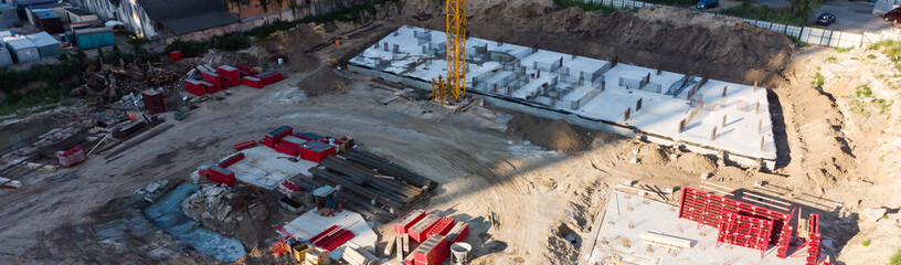 Construction Site and Construction Equipment Aerial Photo