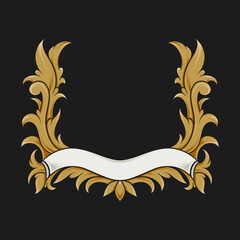 gold vintage frame with ribbon for typography