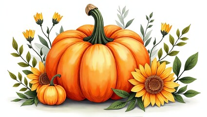 Charming Watercolor Floral Gourd Design Artwork