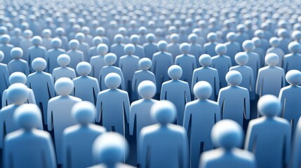 Fototapeta premium A vast crowd of blue human figures, representing unity and community in a digital art style. Perfect for themes of togetherness.