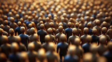 Obraz premium A vast crowd of individuals silhouetted against a warm, glowing backdrop, capturing the essence of unity and collective presence.