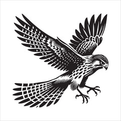 Obraz premium Common kestrel Silhouette Clipart - kestrel Bird Vector Illustration in black and white