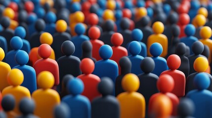 Naklejka premium A vibrant collection of colorful figurines representing unity and diversity, ideal for concepts of community and teamwork.