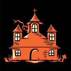 Fototapeta premium Halloween illustration element, Hand drawn style, Isolated on black background.