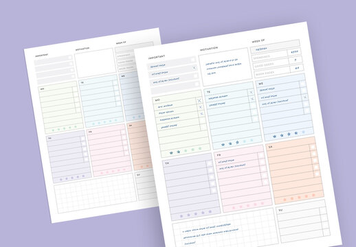 Pastel Planner For Weekly Organization