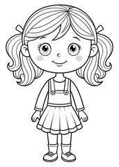 Fototapeta premium Whimsical Girl Coloring Pages for Creative Fun. Cute. Girl. Coloring. Pages. Creative
