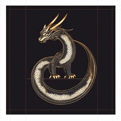 Fototapeta premium Golden Dragon on Black Background