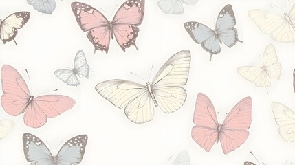 Pastel Butterfly Illustration Seamless Pattern