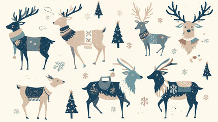 Naklejka premium Christmas reindeer decorations