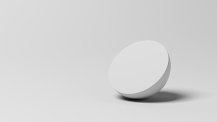 Product display. Display plinths. Stand. White color. Hemisphere. 3d illustration.