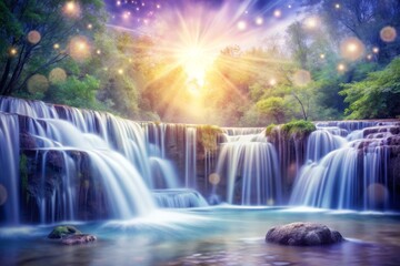 Obraz premium Whispers of serenity unfold as soft focus light dances amidst calming ombre hues, transporting you to ethereal realms where stress melts away in gentle harmony.