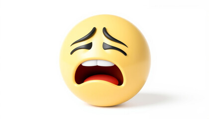 Fototapeta premium 3D Face Screaming in Fear Emoji: Gobsmacked Emoticon Isolated on White Background