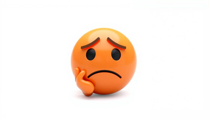 Naklejka premium 3D Thinking Face Emoji: Puzzled or Pondering Emoticon Isolated on White Background 