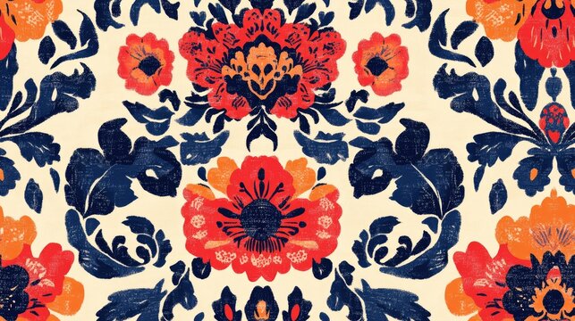 Textile digital design motif featuring handmade artwork with a mini bold theme showcasing ground texture abstract flowers background effects and an all over border design in ikat style