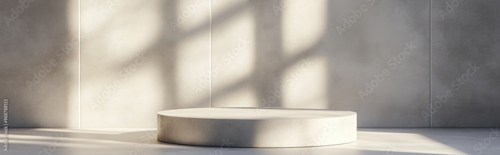 Poster Abstract 3D space featuring a realistic cylinder podium Minimalistic wall setting for product display mockup 3D rendering