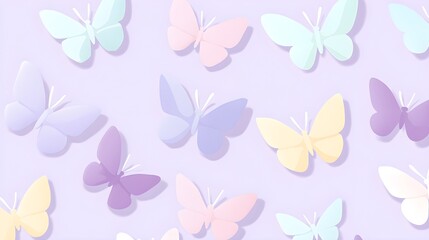 Pastel Paper Butterflies Pattern Background