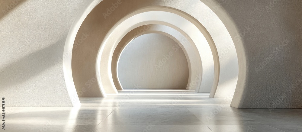 Poster Abstract arched interior design in 3D rendering