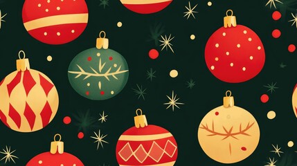Naklejka premium Christmas ornaments repeat pattern background