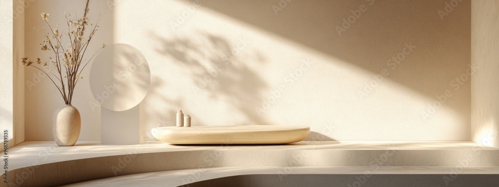 Poster Minimalist display featuring ample negative space Design for contemporary product presentation in a stylish modern aesthetic 3D rendering