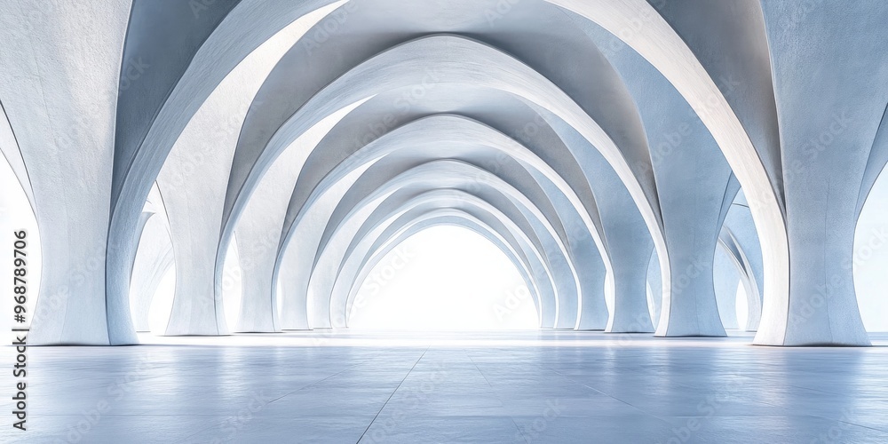 Poster abstract architectural background featuring an arched interior in 3d rendering